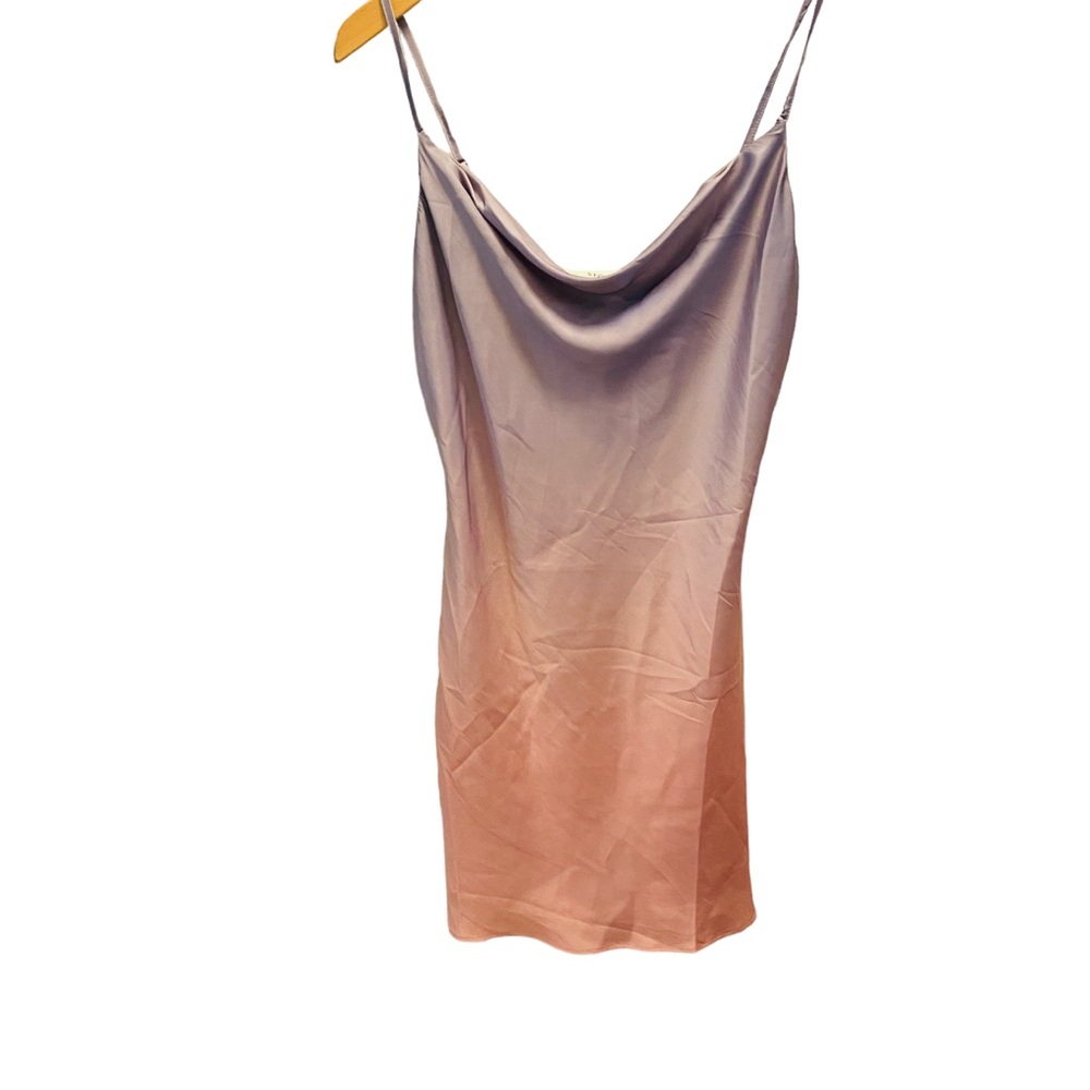 STORIA Gray / Pink Fairycore Y2K Ombré Satin Draped Mini Dress